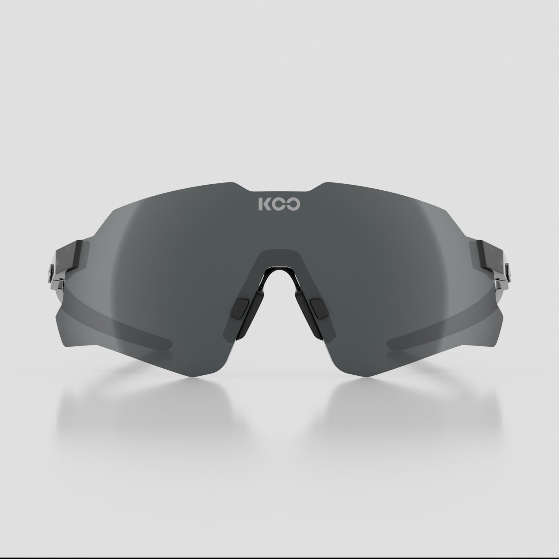 KOO Nebula sunglasses in black glass frame with graphite mirror lens