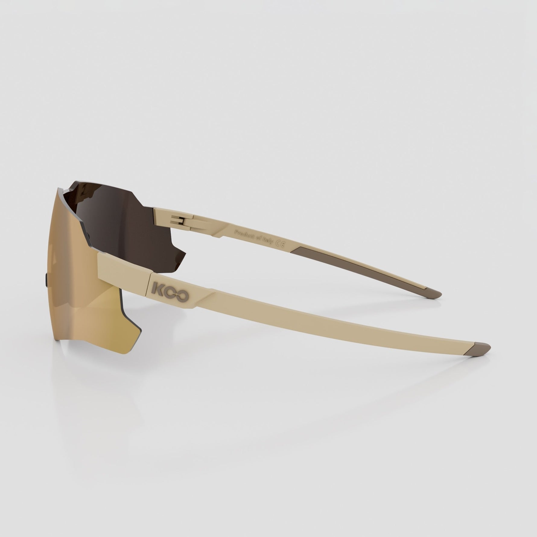 KOO Nebula sunglasses in vanilla matt frame with dark gold mirror lens side view