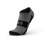 LEGG no show running sock in grey and black with branded logo panel
