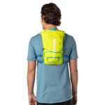Nathan QuickStart 2.0 hydration pack in lime green worn by male model from behind