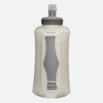 Nathan clear soft flask with gray bite top and internal folding mechanism visible