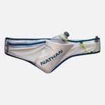 Nathan Peak Hydration Waist Pack in Vapor Grey and Sailor Blue with water bottle