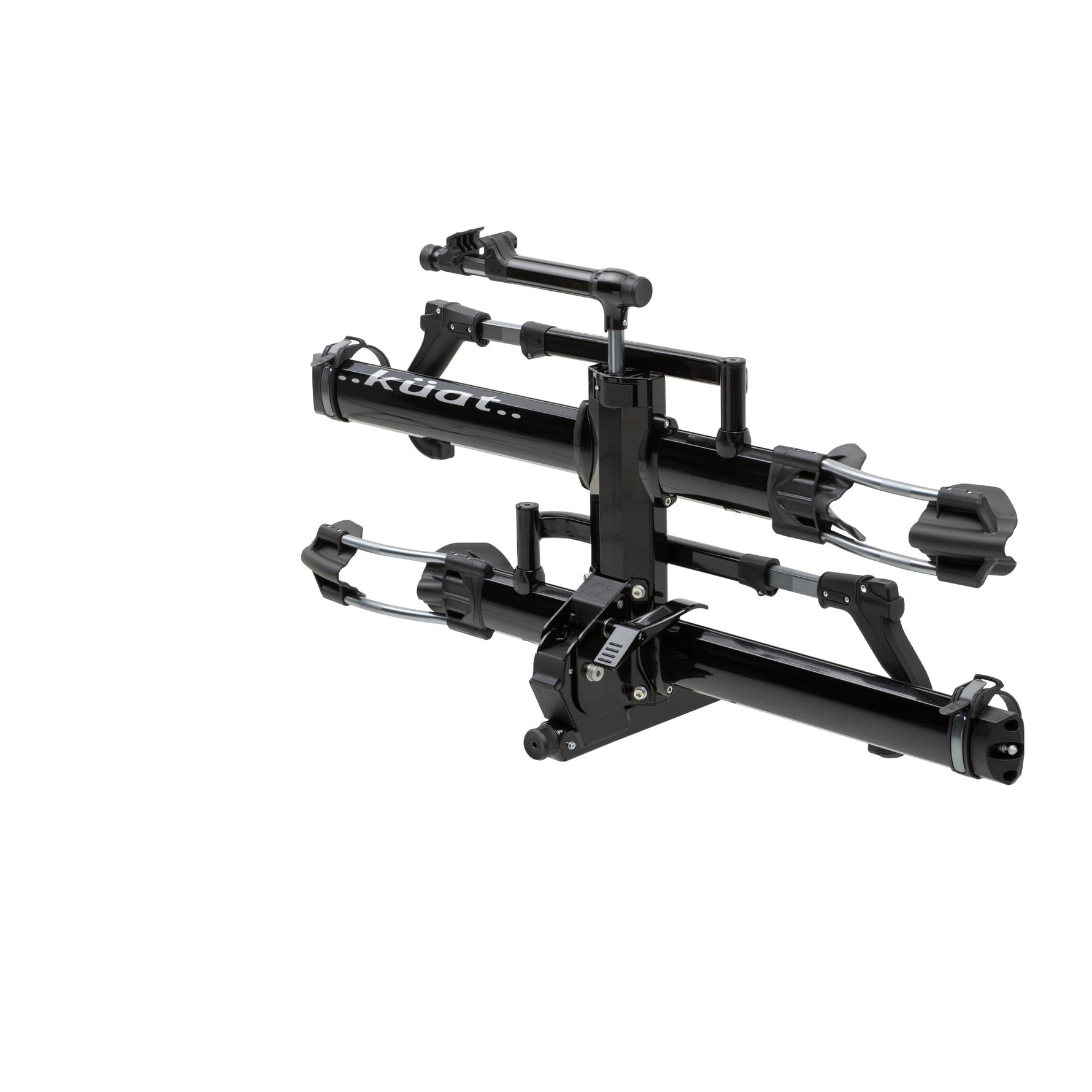 Kuat NV 2.0 2-bike hitch rack in black metallic finish on white background