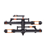 Kuat NV 2.0 bike rack in black metallic with orange accents on white background