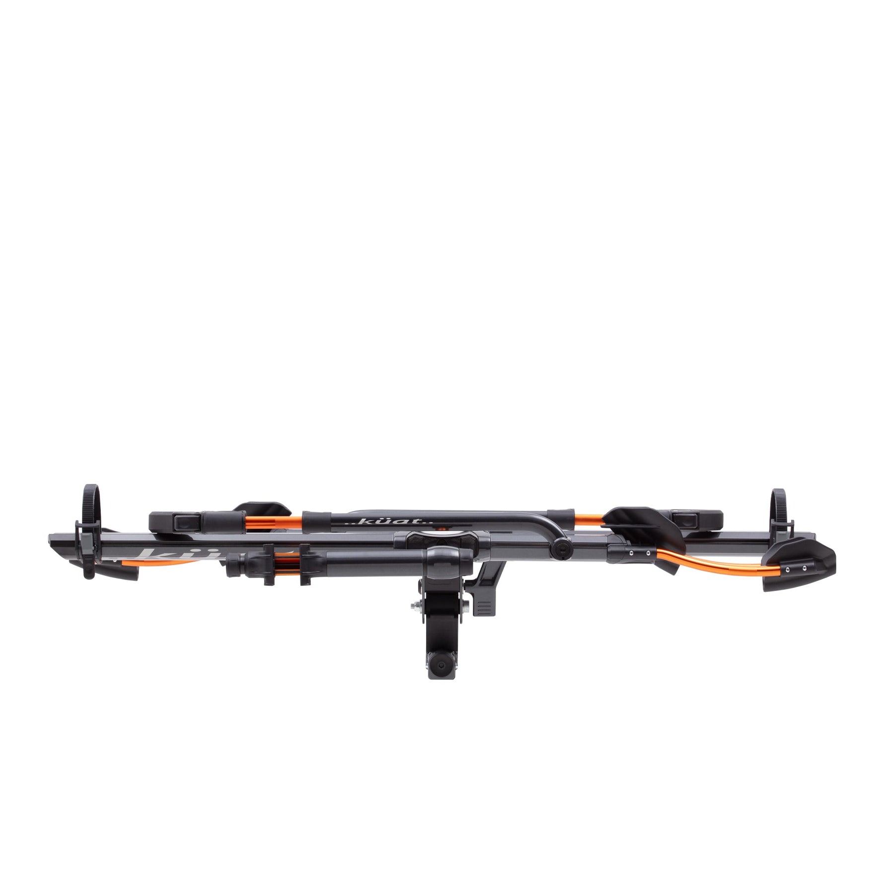 Kuat NV 2.0 bike rack in black metallic with orange accents, studio shot