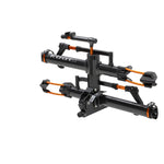 Kuat NV 2.0 two-bike hitch rack in black metallic with orange accent details