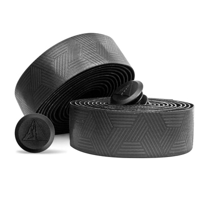Profile Design Aero Grip handlebar tape in black with gray geometric pattern