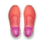 On Cloud Coast women's running shoes in coral pink salmon color with white sole