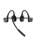 Black Shokz OpenComm 2UC bone conduction headset with boom microphone on white background