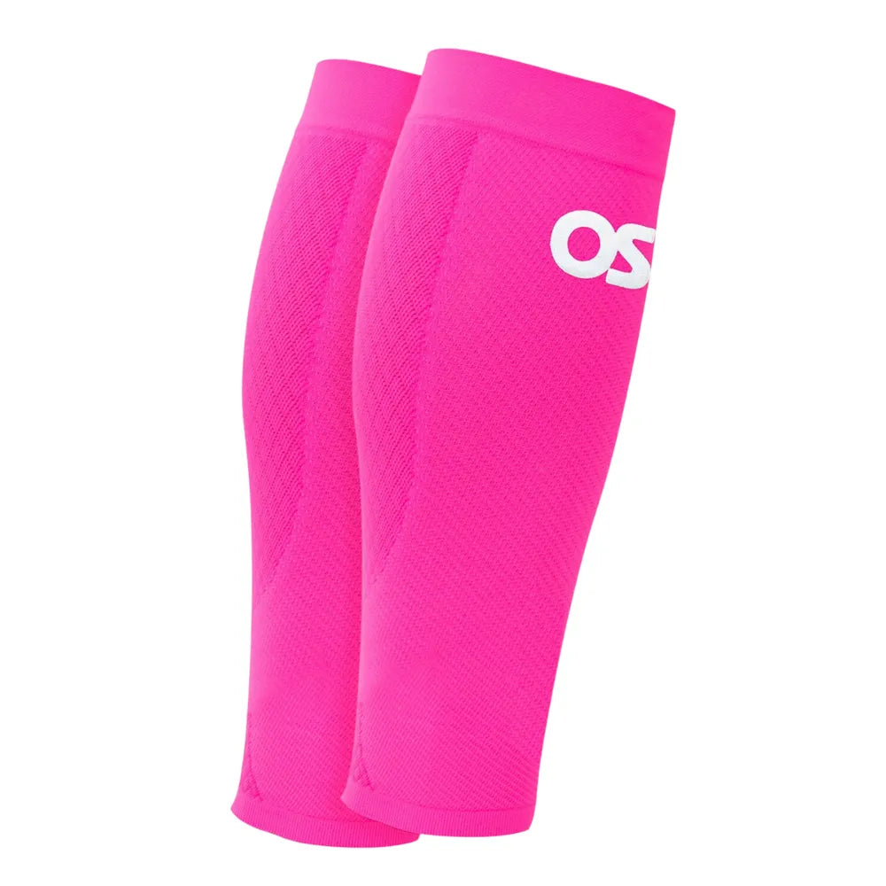 OS1st CS6 Performance Calf Sleeves in fluorescent pink color, pair of compression sleeves