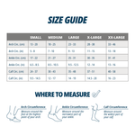 OS1st FS6+ Performance Foot and Calf Sleeve in fluorescent pink with size guide chart