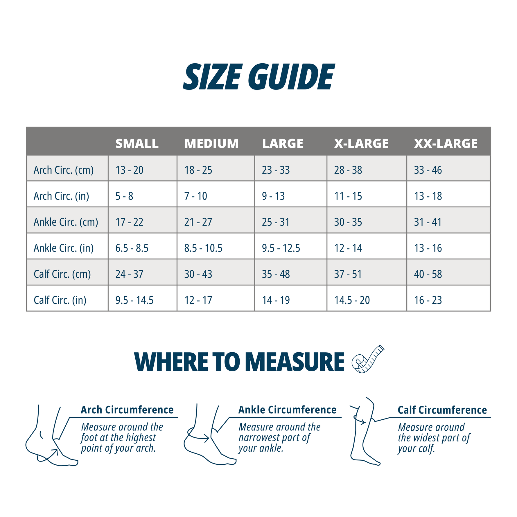OS1st FS6+ Performance Foot and Calf Sleeve in fluorescent pink with size guide chart