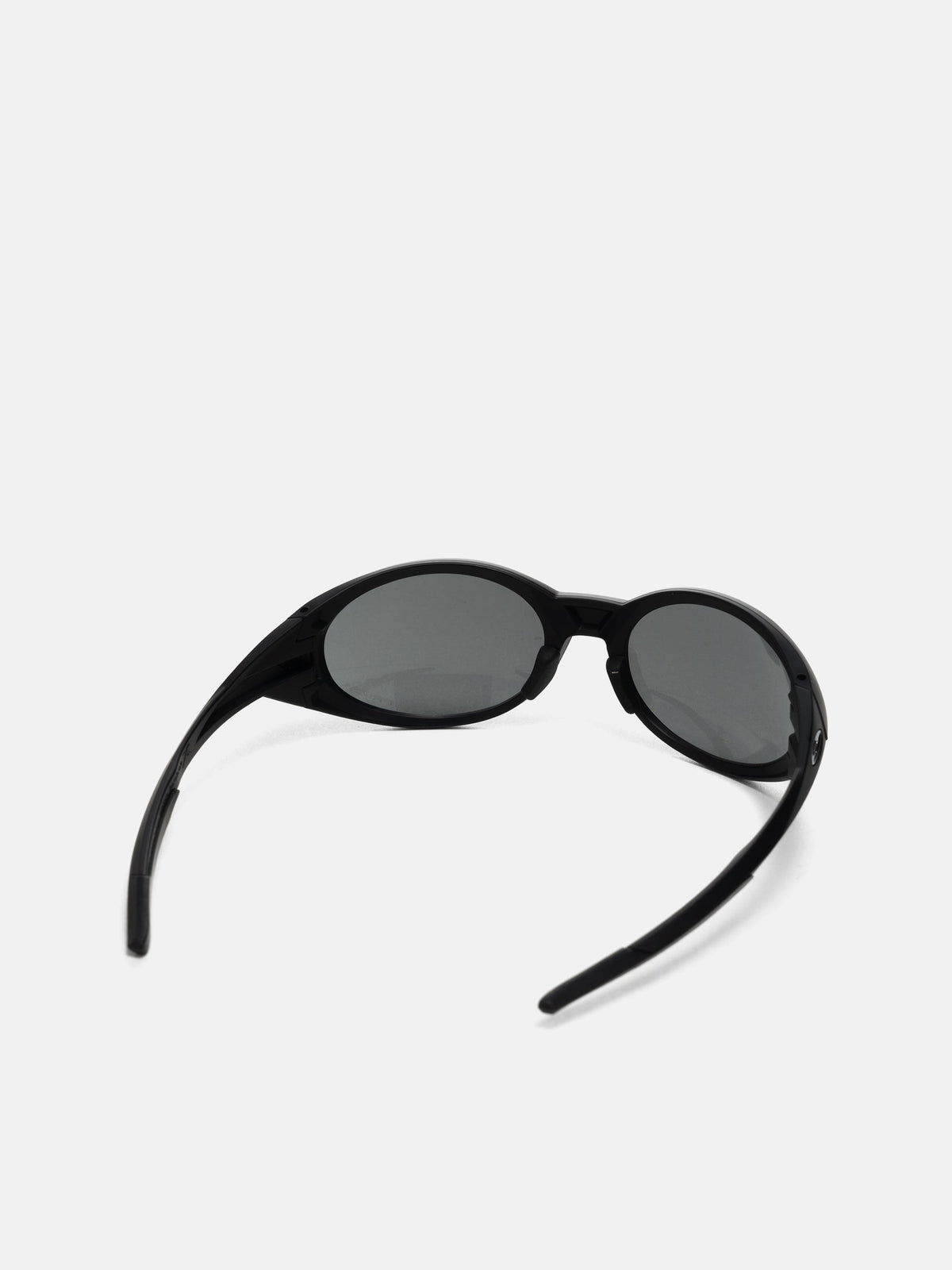 Oakley Eyejacket Redux sunglasses in matte black with grey PRIZM lenses, angled view