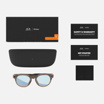 Oakley Meta smart glasses in brown frame with blue polarized lenses, case and documentation
