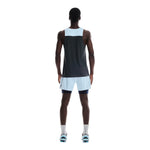 Back view of man wearing On Performance 2/1 Shorts in Malibu blue with midnight accents