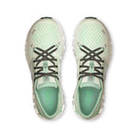 On Cloud X 4 women's running shoes in aloe green colorway, top view