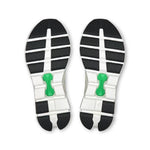 On Cloud X 4 running shoe soles showing white base with green heel pods