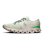 On Cloud X 4 women's running shoe in aloe green colorway with signature cloud sole