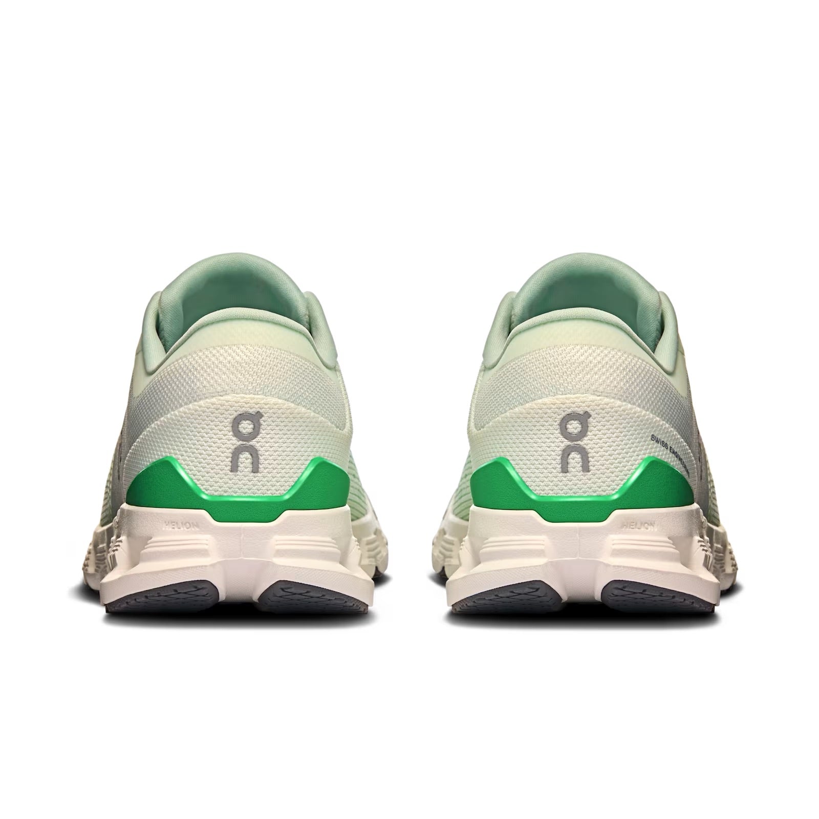 On Cloud X 4 women's running shoes in aloe green colorway, rear view