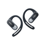 Shokz OpenFit wireless earbuds with ear hooks in black and silver finish