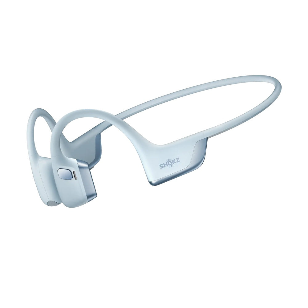 Shokz OpenRun PRO 2 bone conduction headphones in light blue color