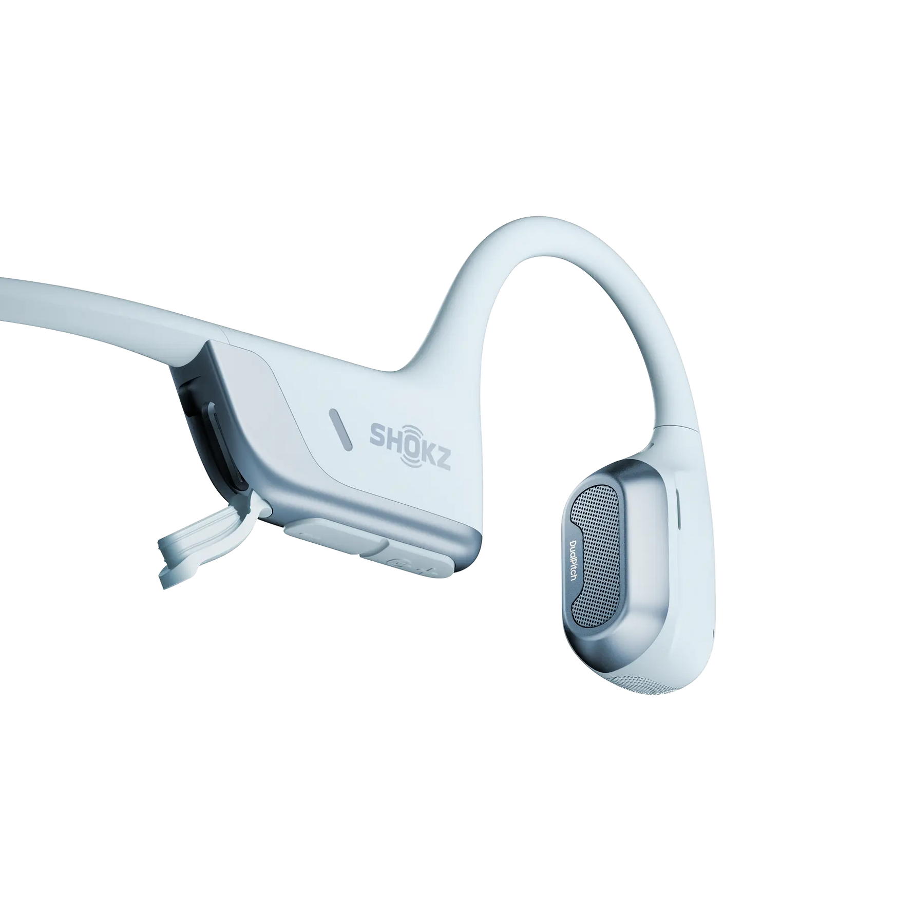Shokz OpenRun PRO 2 bone conduction headphones in light blue color