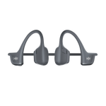 Shokz OpenRun Pro 2 bone conduction headphones in gray silver color on white background