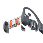 Shokz OpenRun Pro 2 bone conduction headphones exploded view showing internal components