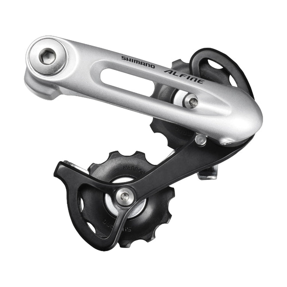 Shimano Alfine chain tensioner in silver finish with black derailleur pulley