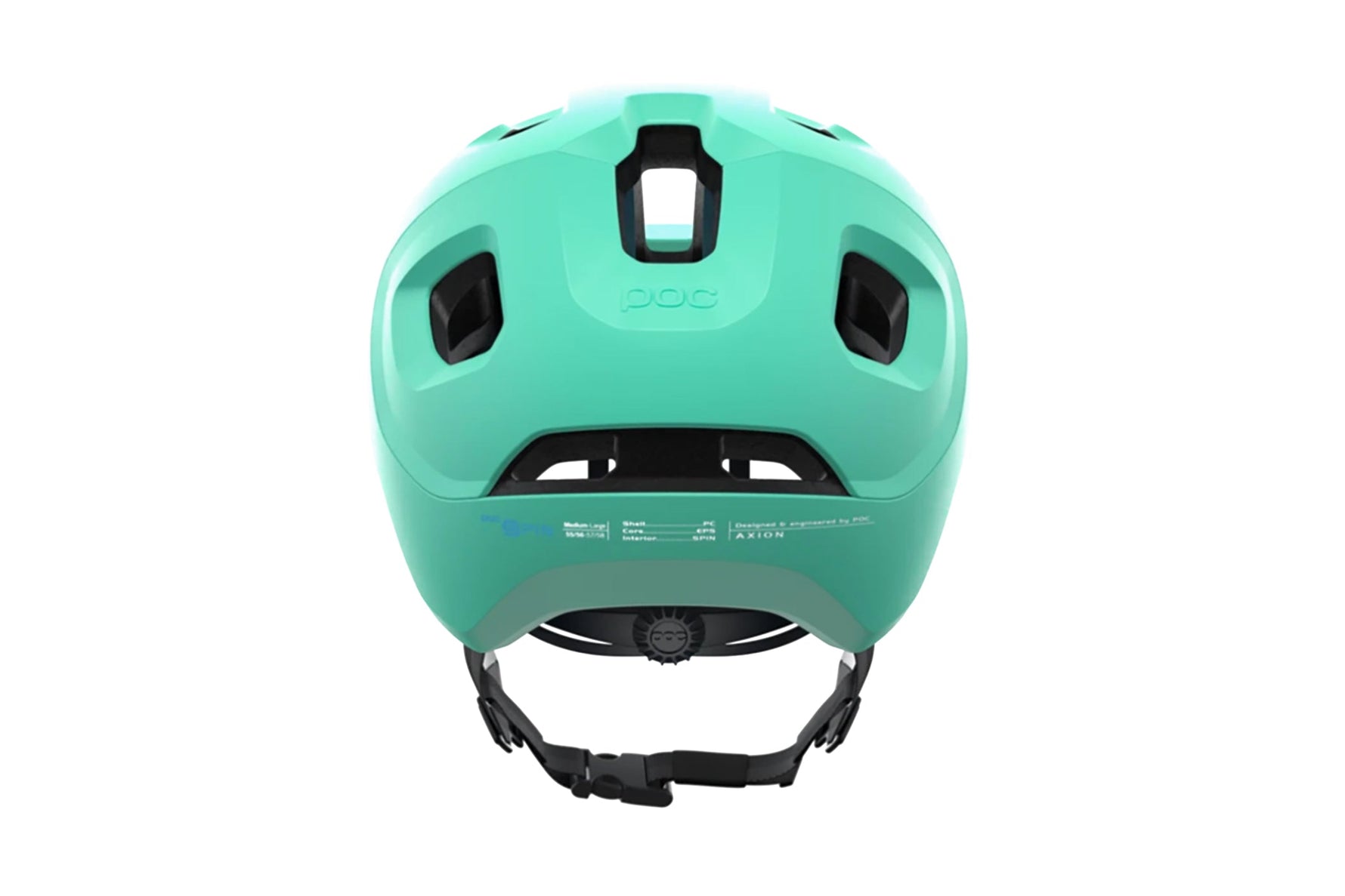 POC Axion Spin Helmet in Fluorite Green Matt - rear view showing ventilation
