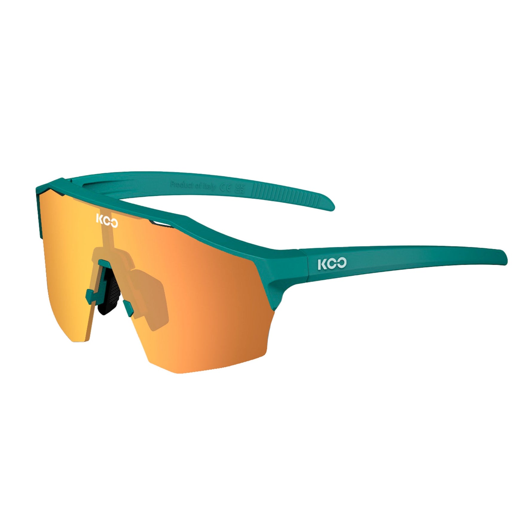 KOO Alibi cycling sunglasses in Persian Green Matt with orange mirror lens