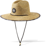 Dakine Pindo straw hat in natural tan with black trim and chin strap