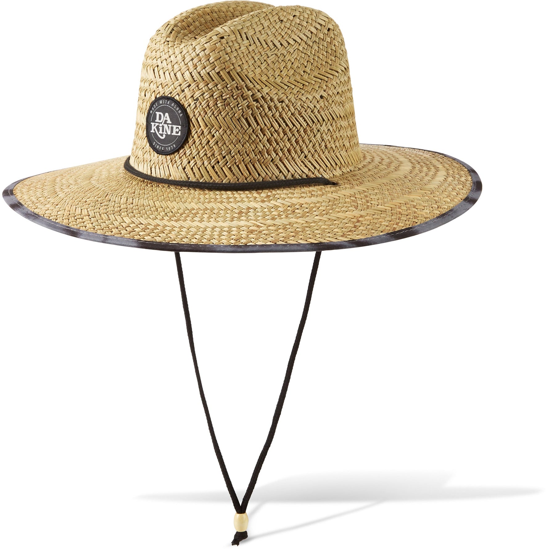 Dakine Pindo straw hat in natural tan with black trim and chin strap