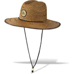 Dakine Pindo straw hat with camo brim trim, chin cord, and logo patch