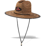 Dakine Pindo straw sun hat with camo brim trim and black chin cord