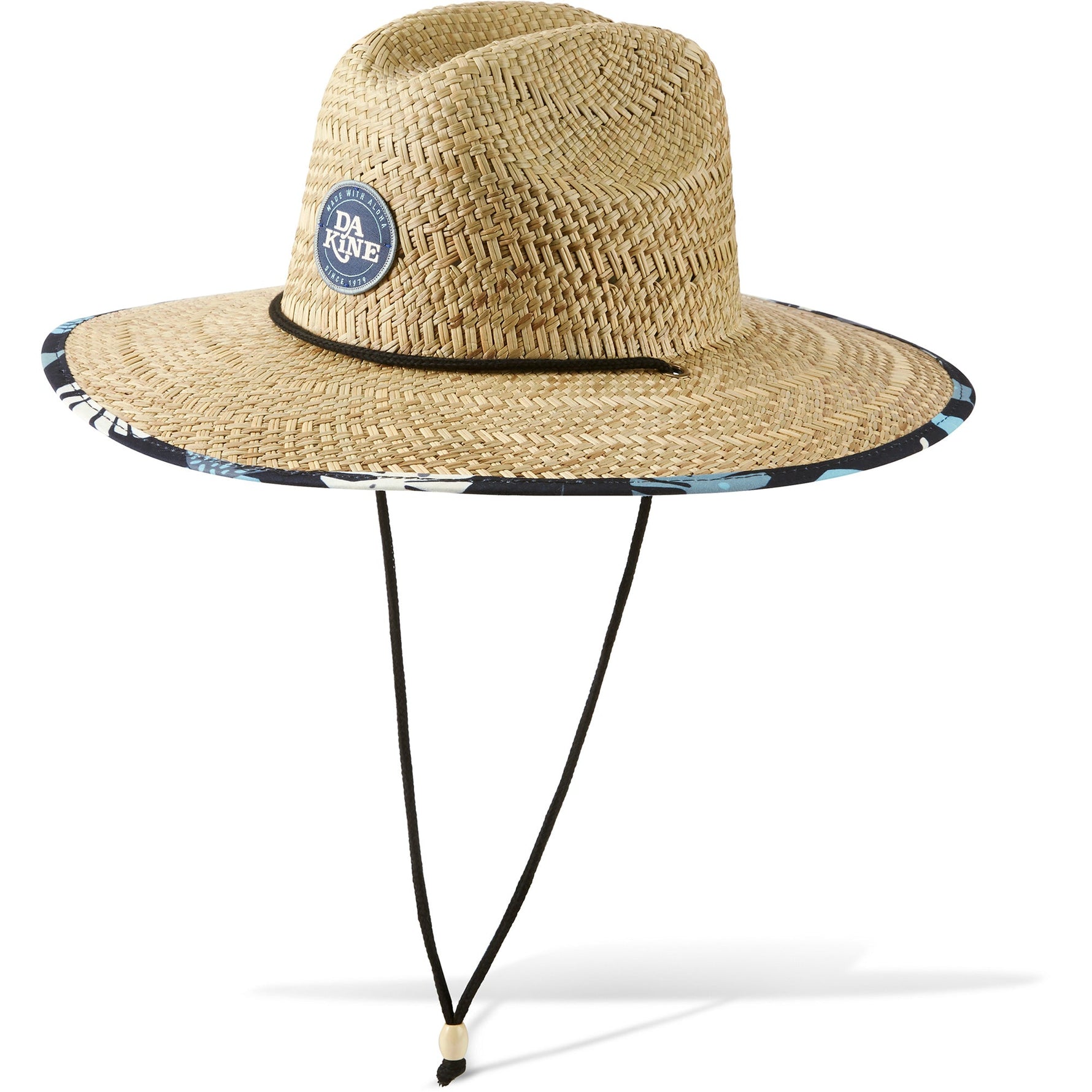 Dakine Pindo straw hat with blue oceanfront trim and chin strap