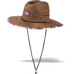 Dakine Pindo straw sun hat with floral brim lining and chin strap