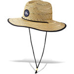 Dakine Pindo straw hat with woven natural palm pattern and black chin strap