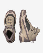 Salomon X ULTRA 5 MID GTX women's hiking boots in beige and brown colorway