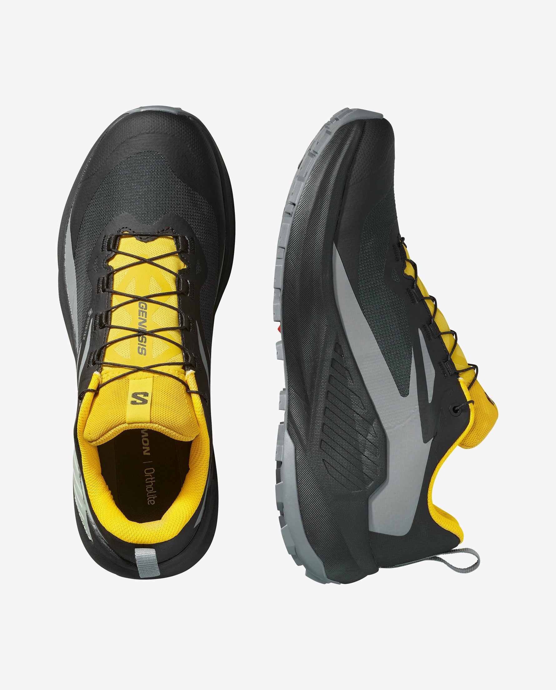 Salomon Genesis GTX men's trail running shoes in black and yellow colorway