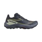Salomon Genesis women's trail running shoe in dark gray and olive colorway