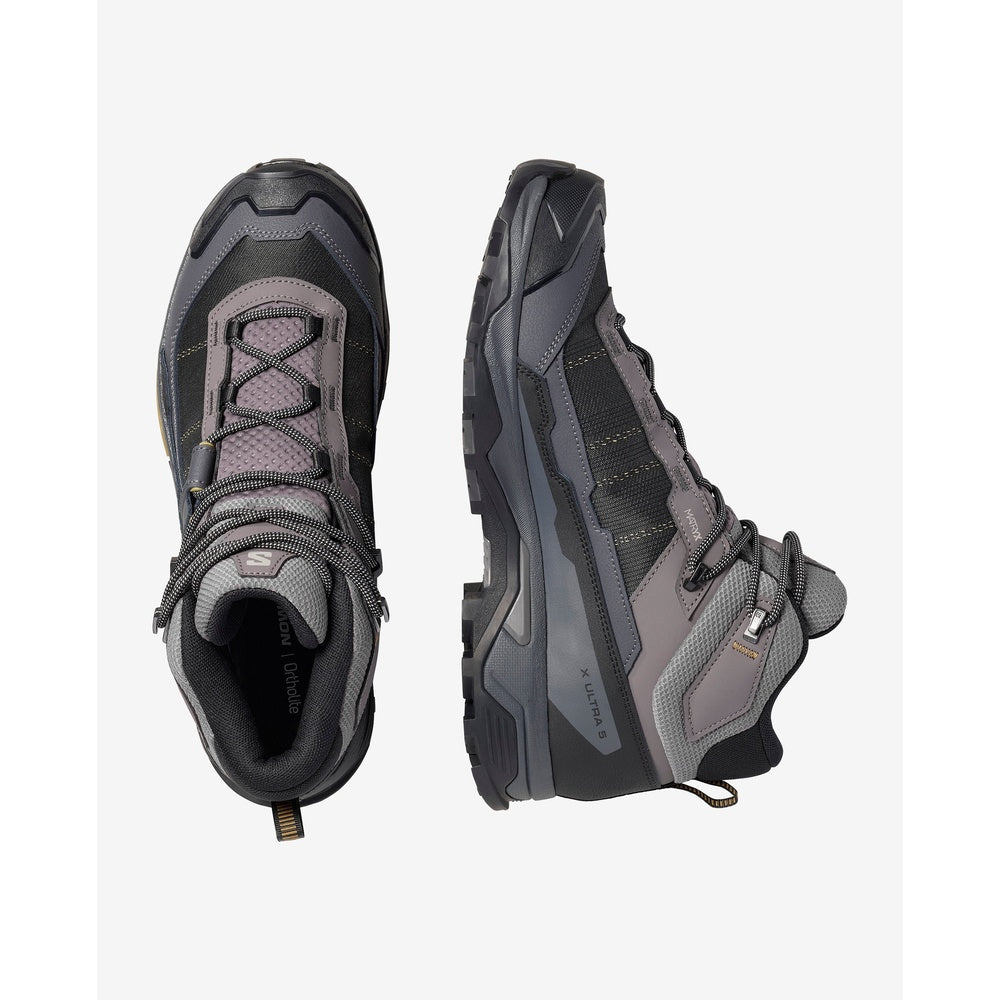Salomon X Ultra 5 Mid GTX men's hiking boots in grey and black colorway