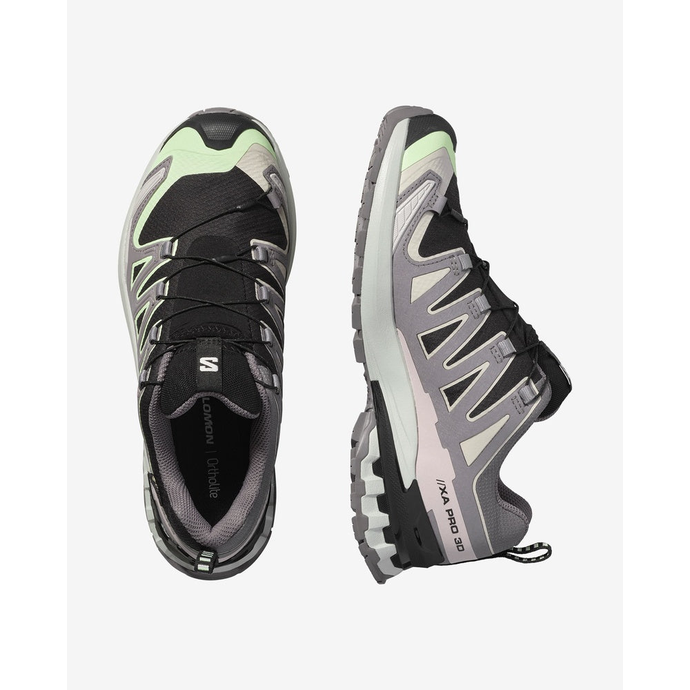 Salomon XA PRO 3D V9 GTX women's trail running shoes in black and grey colorway