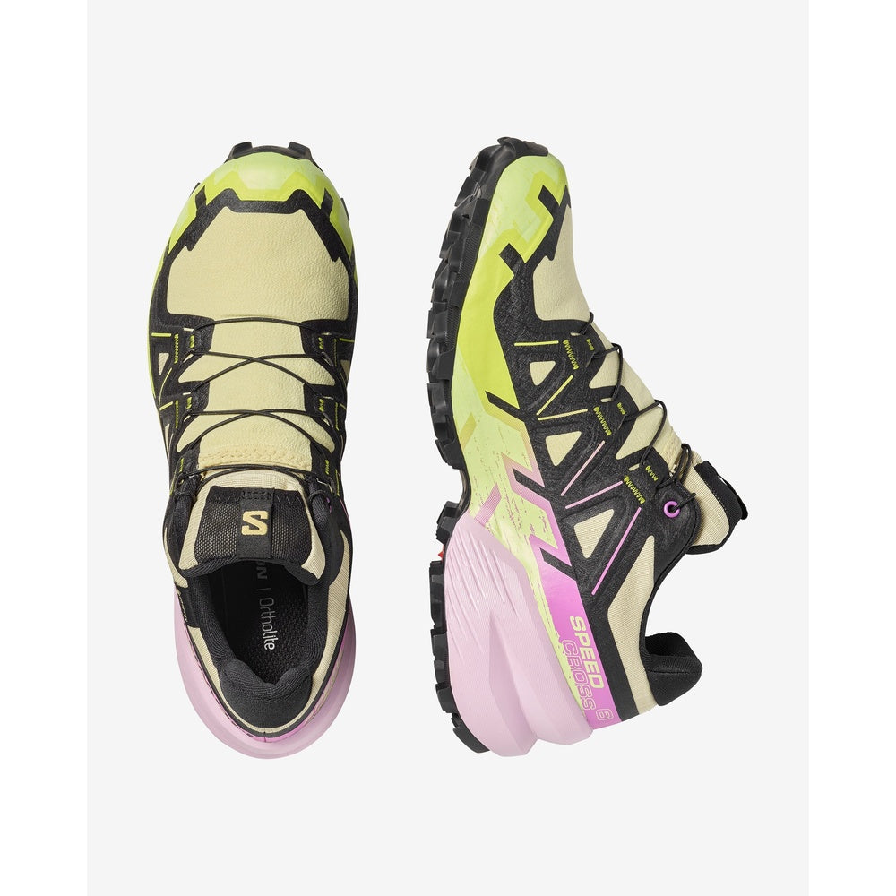 Salomon Speedcross GTX 6 women's trail running shoes in moonscape beige with colorful accents