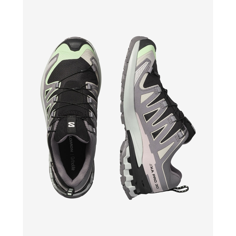 Salomon XA PRO 3D V9 GTX women's trail running shoes in black and grey colorway