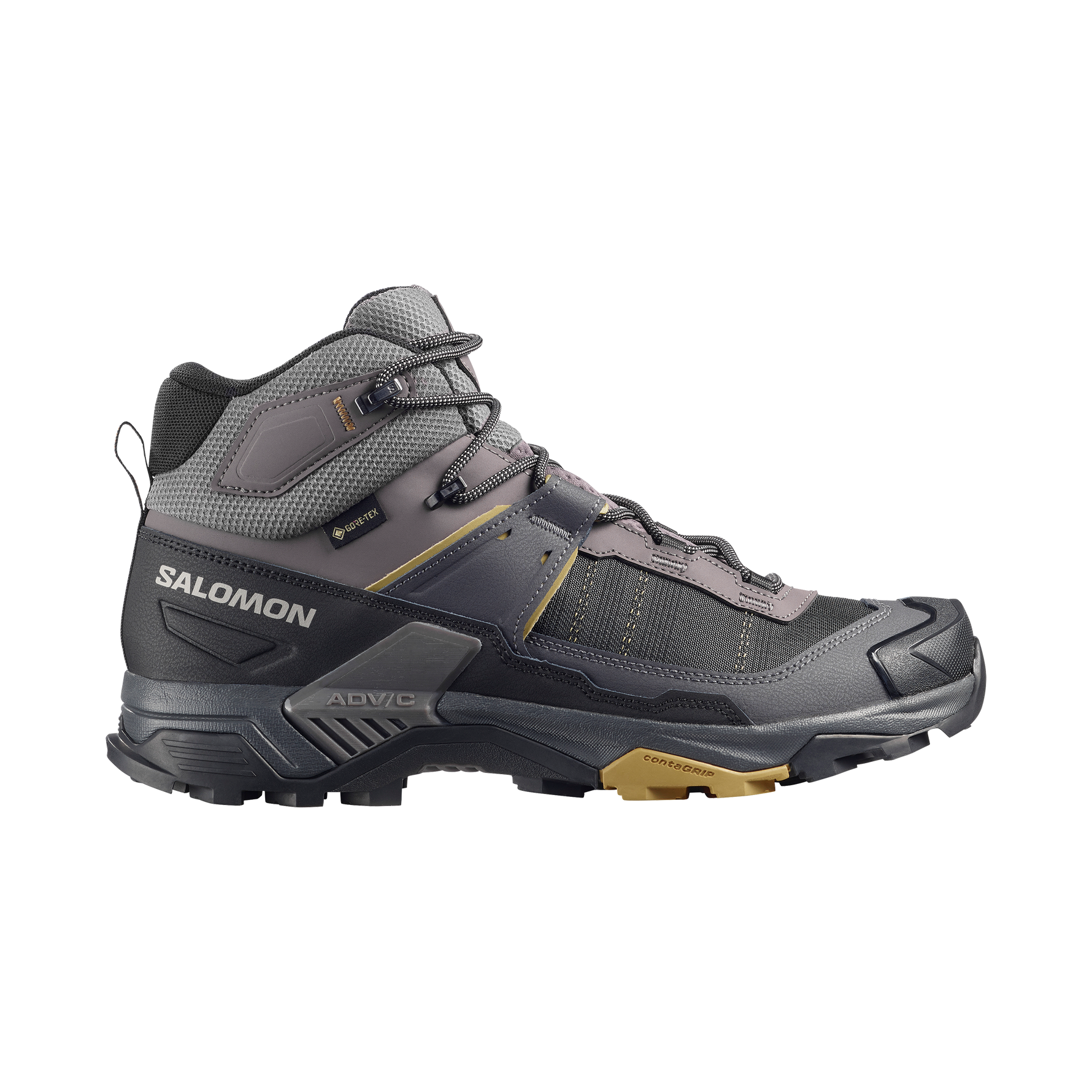 Salomon X Ultra 5 Mid GTX men's hiking boot in grey asphalt colorway