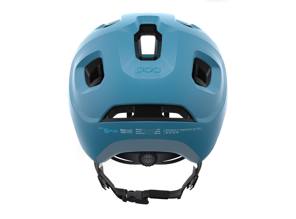 POC Axion Spin helmet in basalt blue matte finish, rear view