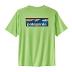 Patagonia Men's green t-shirt with mountain logo on back