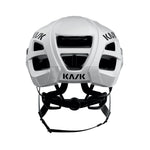 Kask Protone Icon cycling helmet in white, rear view showing ventilation and adjustment system
