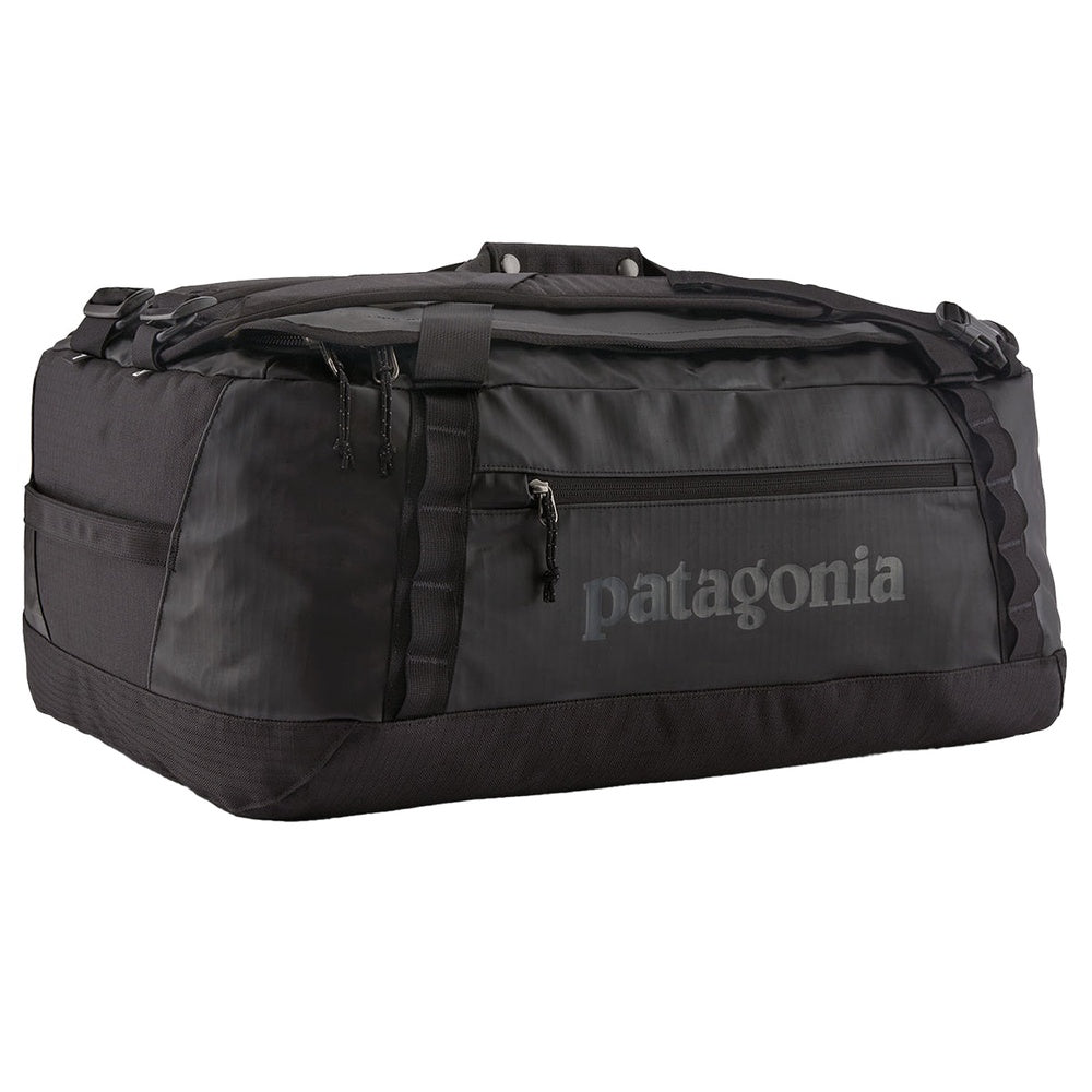 Patagonia Black Hole Duffel 55L in matte black on white studio background